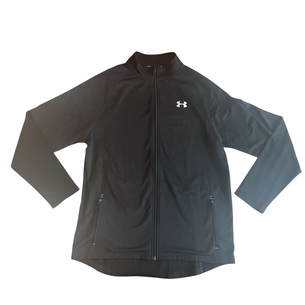 Under Armour Men's Size L‎ Black Zip-Up Mock Neck Logo Zip Pocket